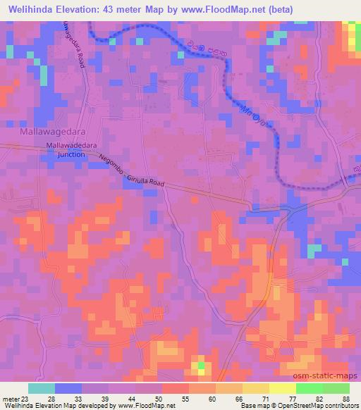 Welihinda,Sri Lanka Elevation Map