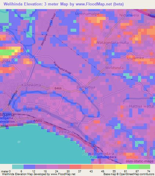 Welihinda,Sri Lanka Elevation Map