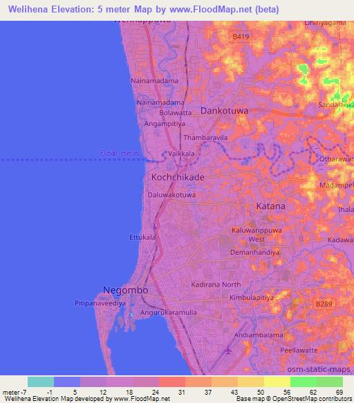 Welihena,Sri Lanka Elevation Map