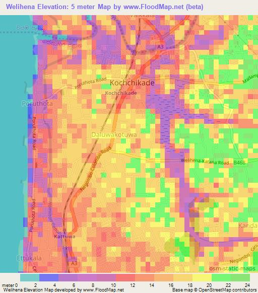 Welihena,Sri Lanka Elevation Map
