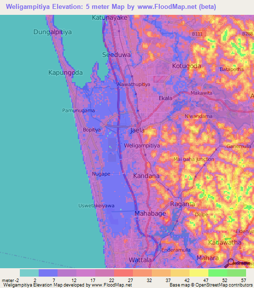 Weligampitiya,Sri Lanka Elevation Map