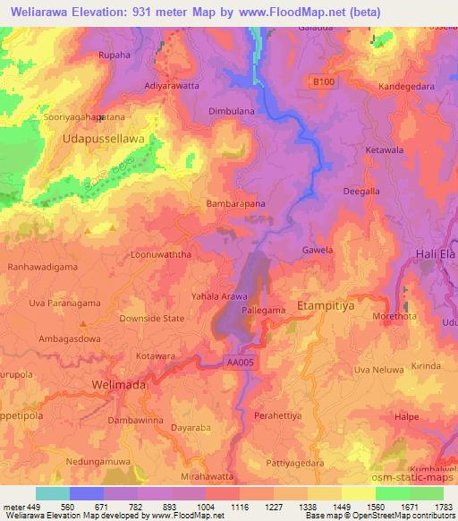 Weliarawa,Sri Lanka Elevation Map