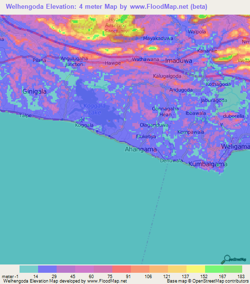 Welhengoda,Sri Lanka Elevation Map