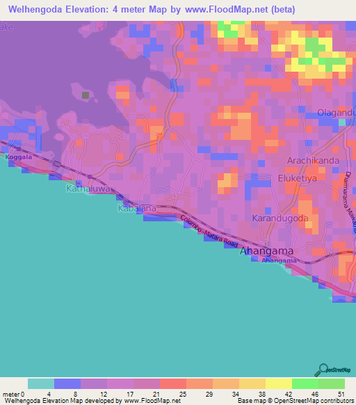 Welhengoda,Sri Lanka Elevation Map