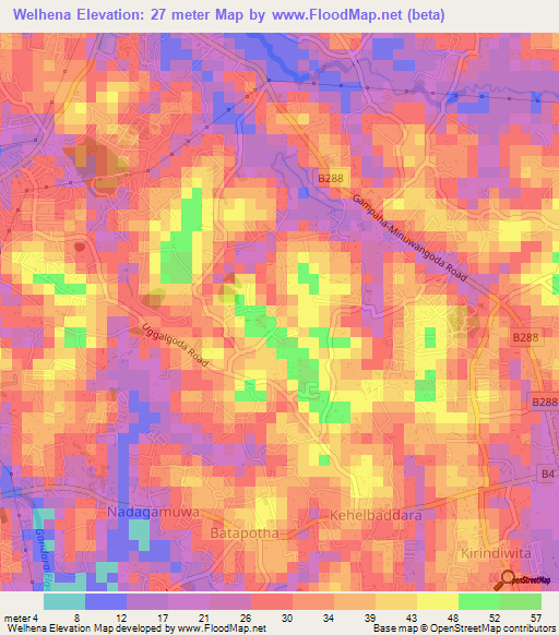 Welhena,Sri Lanka Elevation Map