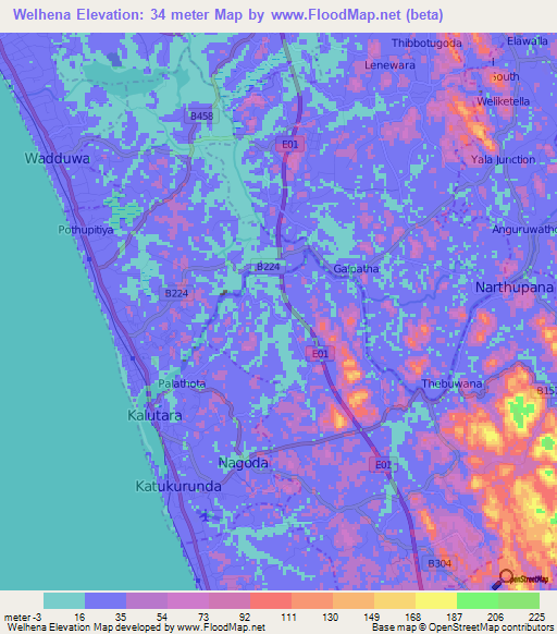 Welhena,Sri Lanka Elevation Map