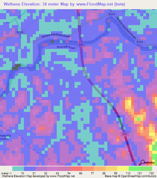 Welhena,Sri Lanka Elevation Map