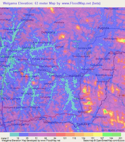 Welgama,Sri Lanka Elevation Map