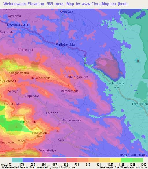 Welanewatta,Sri Lanka Elevation Map