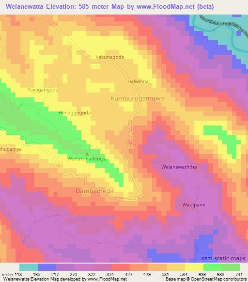 Welanewatta,Sri Lanka Elevation Map