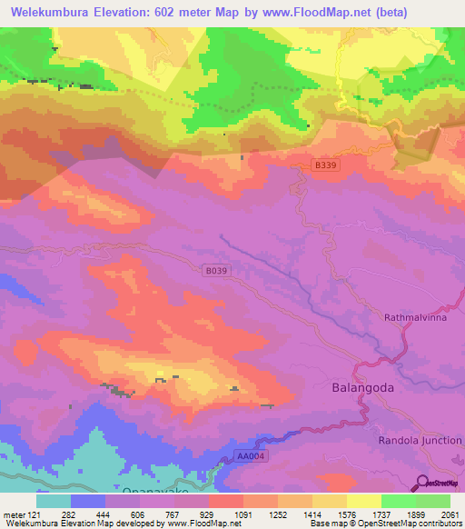 Welekumbura,Sri Lanka Elevation Map