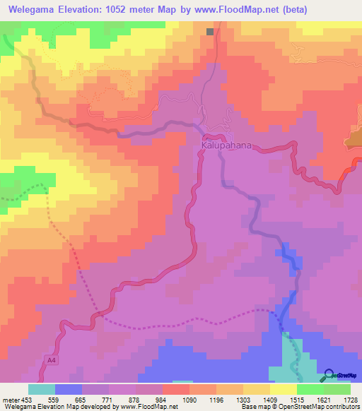 Welegama,Sri Lanka Elevation Map
