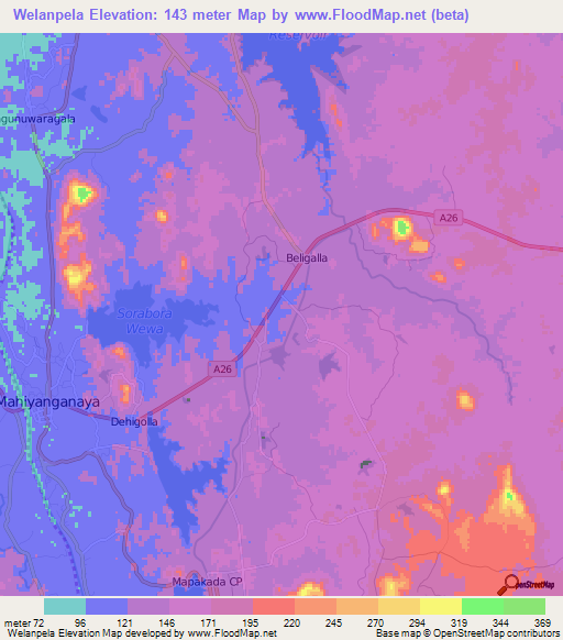 Welanpela,Sri Lanka Elevation Map