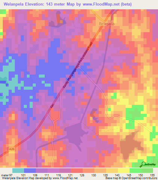 Welanpela,Sri Lanka Elevation Map