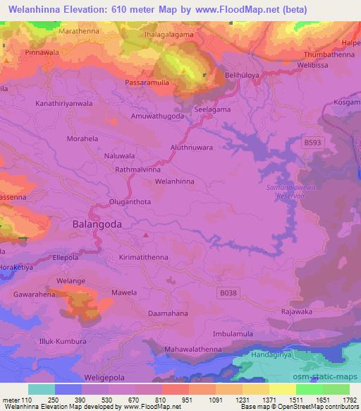 Welanhinna,Sri Lanka Elevation Map