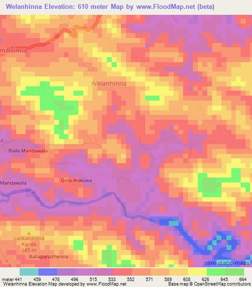 Welanhinna,Sri Lanka Elevation Map