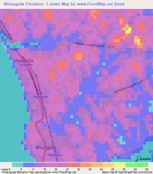 Welangoda,Sri Lanka Elevation Map
