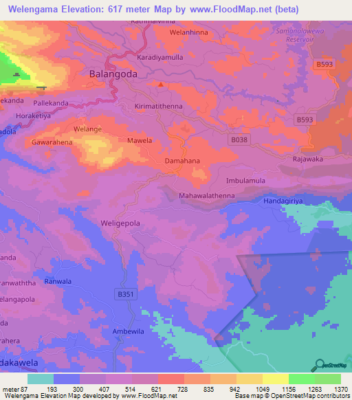 Welengama,Sri Lanka Elevation Map