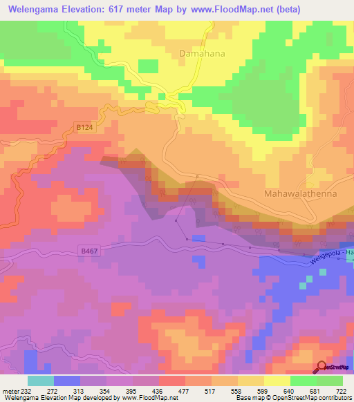 Welengama,Sri Lanka Elevation Map