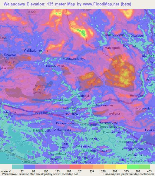 Welandawa,Sri Lanka Elevation Map