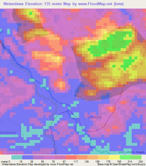 Welandawa,Sri Lanka Elevation Map