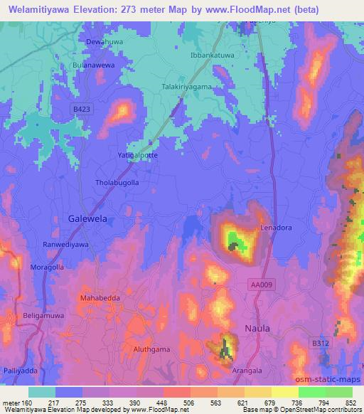 Welamitiyawa,Sri Lanka Elevation Map