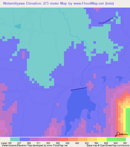 Welamitiyawa,Sri Lanka Elevation Map