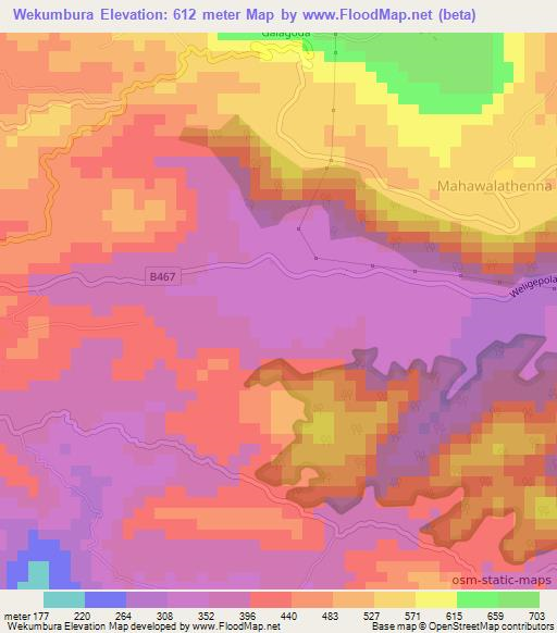 Wekumbura,Sri Lanka Elevation Map