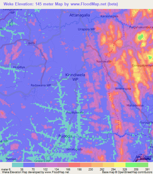 Weke,Sri Lanka Elevation Map