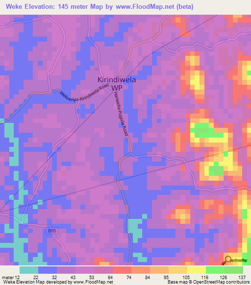 Weke,Sri Lanka Elevation Map