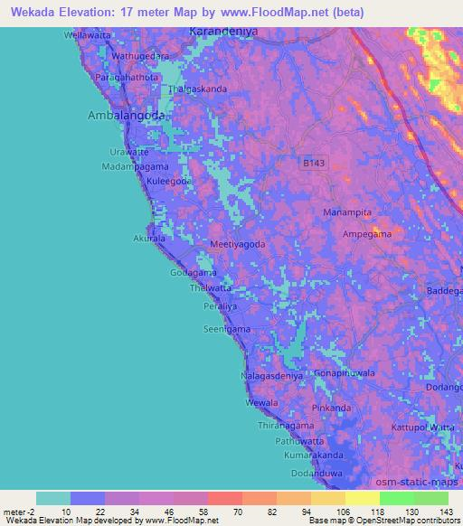 Wekada,Sri Lanka Elevation Map