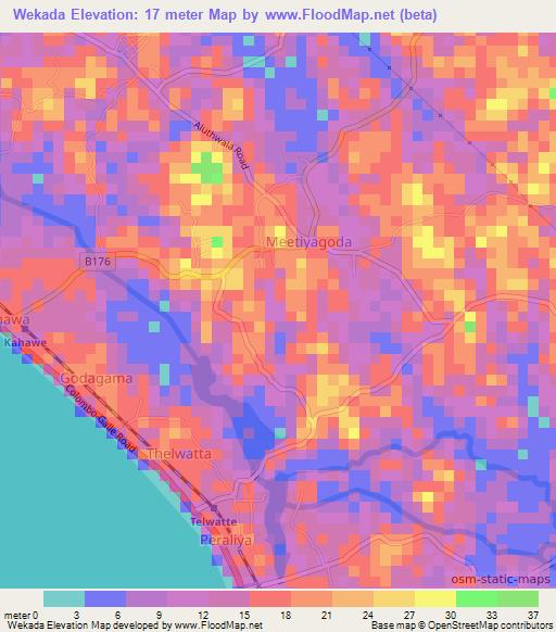 Wekada,Sri Lanka Elevation Map