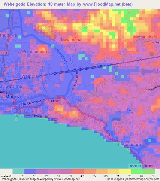 Wehelgoda,Sri Lanka Elevation Map
