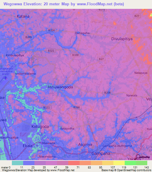 Wegowwa,Sri Lanka Elevation Map