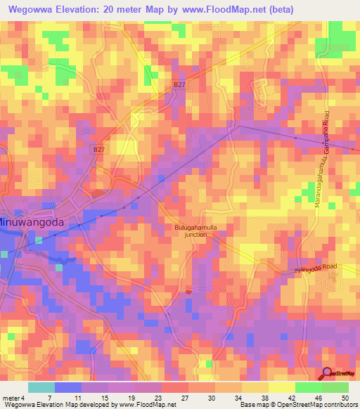 Wegowwa,Sri Lanka Elevation Map