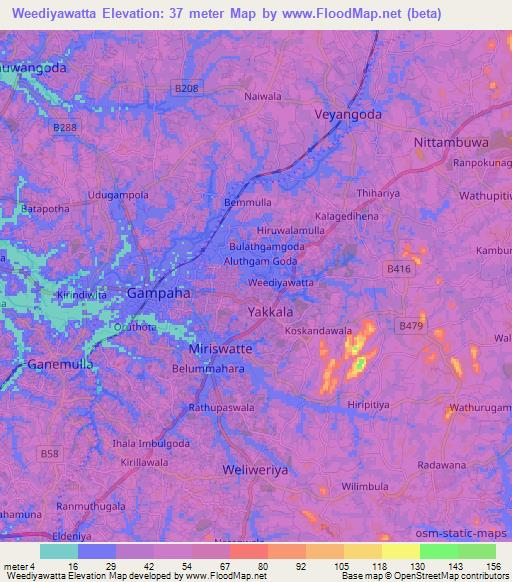 Weediyawatta,Sri Lanka Elevation Map