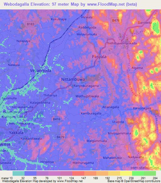Webodagalla,Sri Lanka Elevation Map
