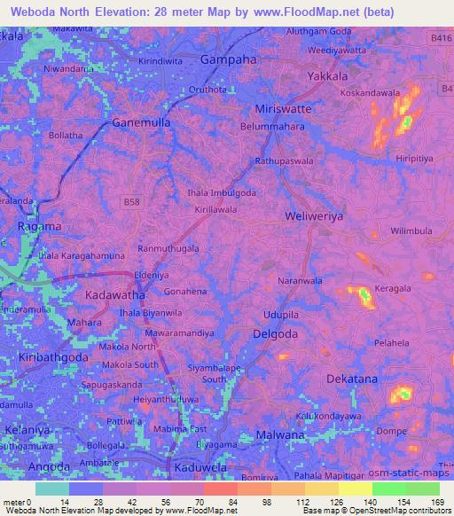 Weboda North,Sri Lanka Elevation Map