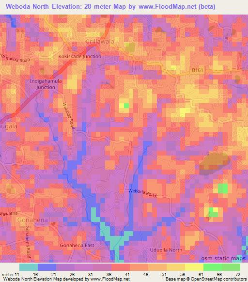 Weboda North,Sri Lanka Elevation Map