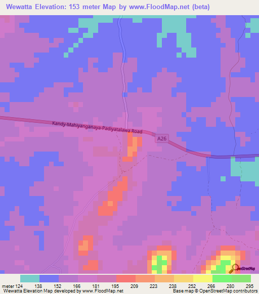 Wewatta,Sri Lanka Elevation Map