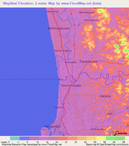 Wayikkal,Sri Lanka Elevation Map