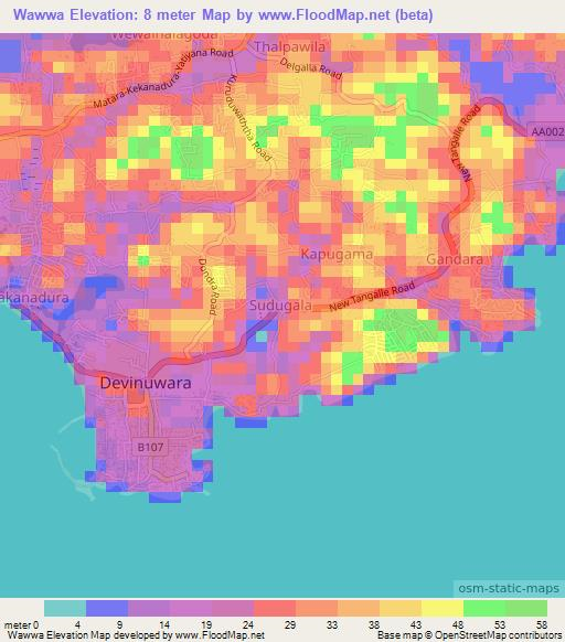 Wawwa,Sri Lanka Elevation Map
