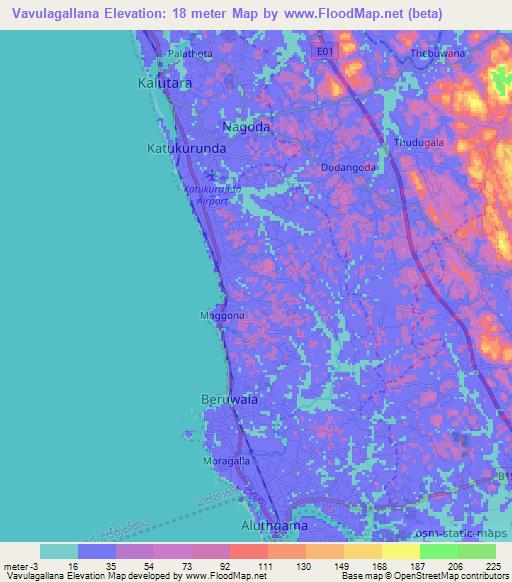 Vavulagallana,Sri Lanka Elevation Map