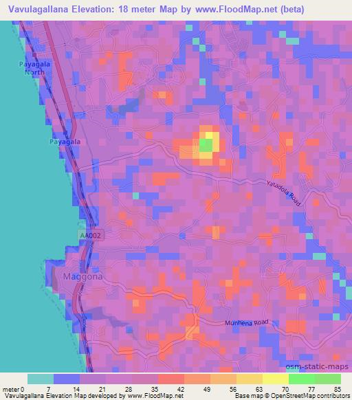 Vavulagallana,Sri Lanka Elevation Map