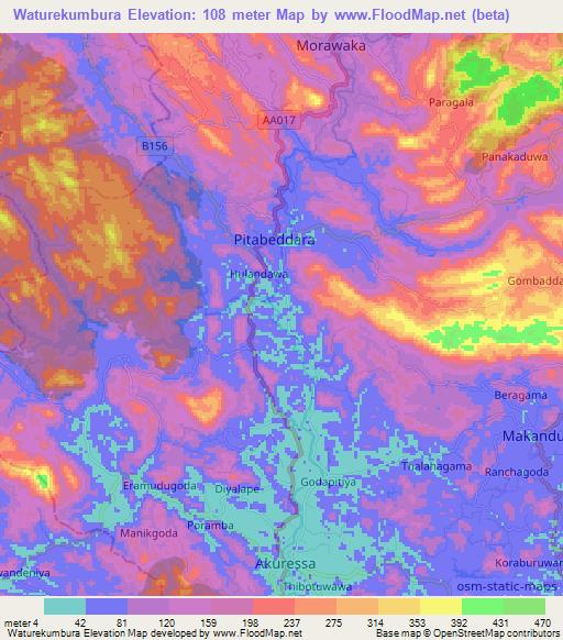 Waturekumbura,Sri Lanka Elevation Map