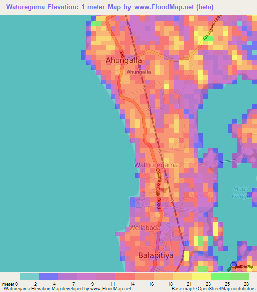 Waturegama,Sri Lanka Elevation Map