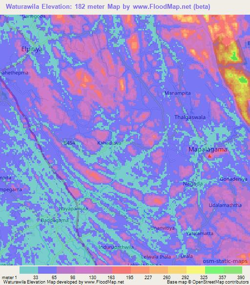 Waturawila,Sri Lanka Elevation Map