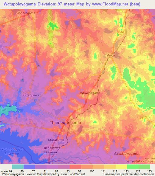 Watupolayagama,Sri Lanka Elevation Map