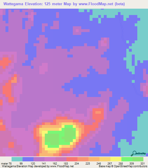 Wattegama,Sri Lanka Elevation Map