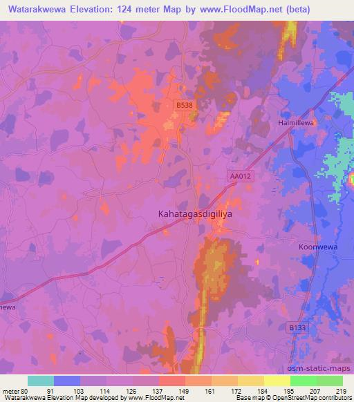 Watarakwewa,Sri Lanka Elevation Map